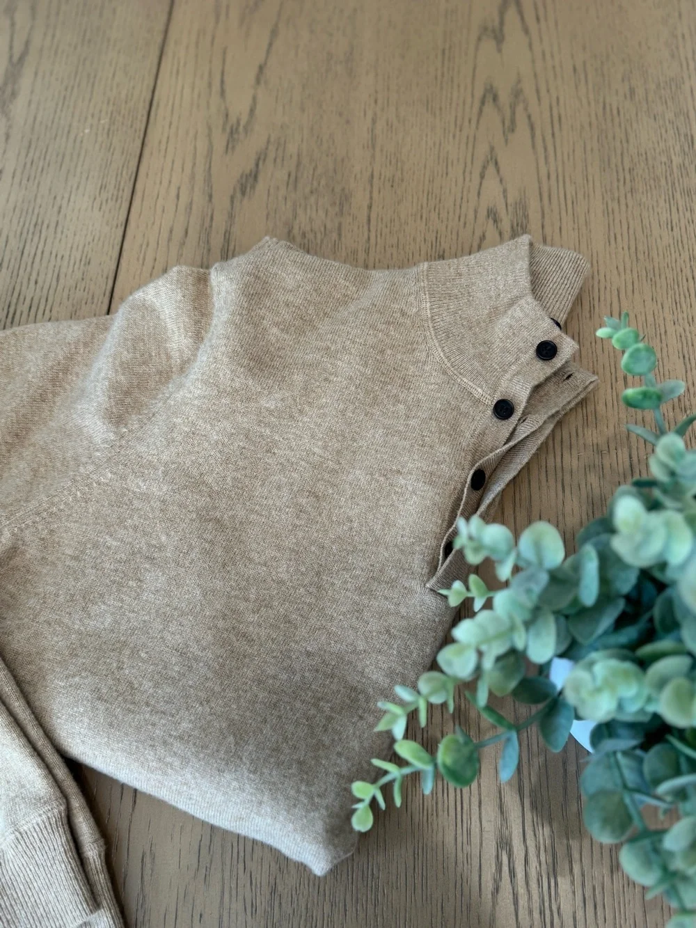 Charles Tyrwhitt Wool Cashmere Blend Mock Neck Sweater L Camel Tan Luxury Knit